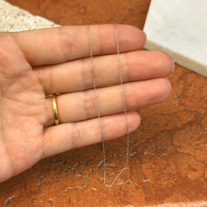 10KT White Gold .75mm Rope Choker Chain Necklace 14"