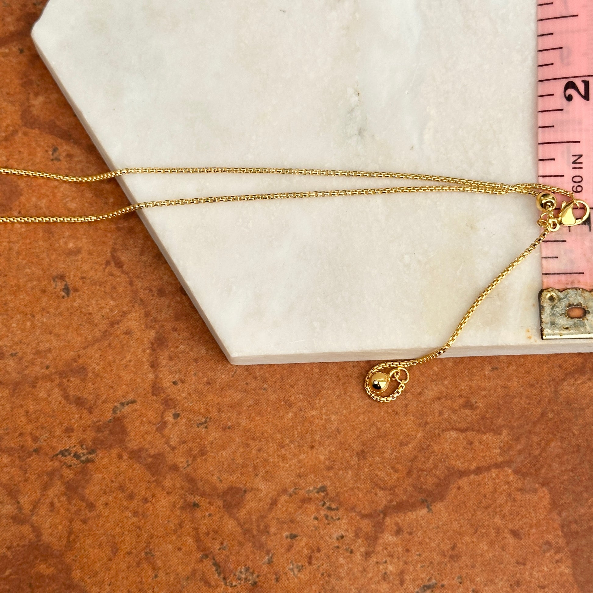 Yellow Gold-Filled 1.2mm Rounded Box Chain Necklace Adjustable 22'' - LSJ