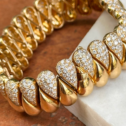 Estate 18KT Yellow Gold 4 CT Diamond Teardrop Flexible Links Bracelet