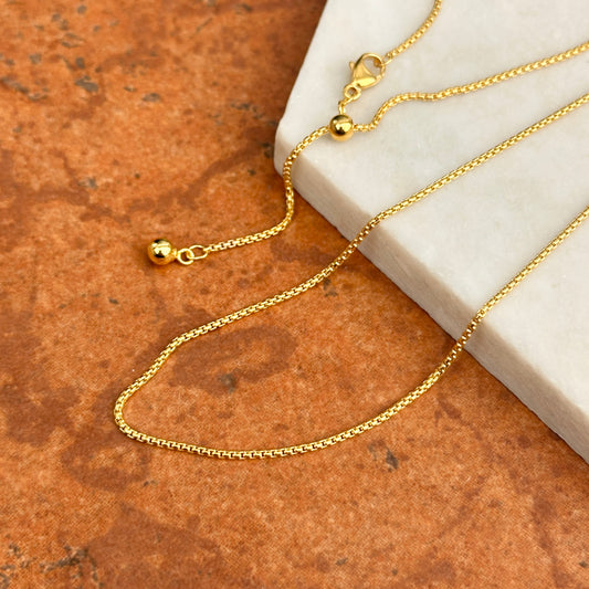 Yellow Gold-Filled 1.2mm Rounded Box Chain Necklace Adjustable 22''