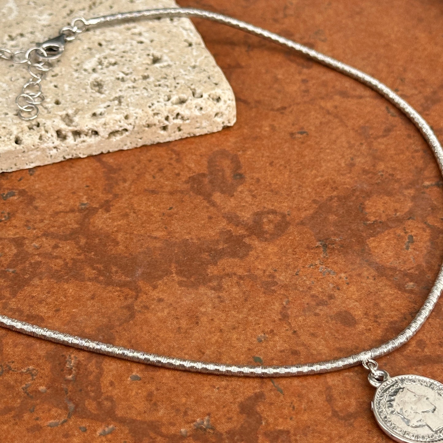 Sterling Silver Elizabeth II Coin Pendant Necklace