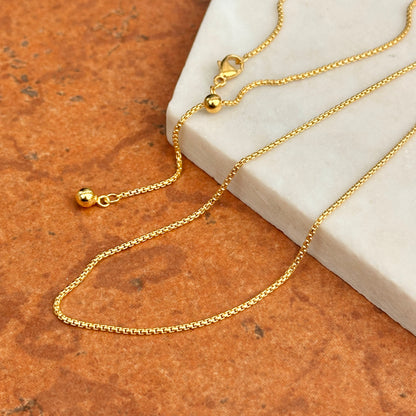 Yellow Gold-Filled 1.2mm Rounded Box Chain Necklace Adjustable 22'' - LSJ