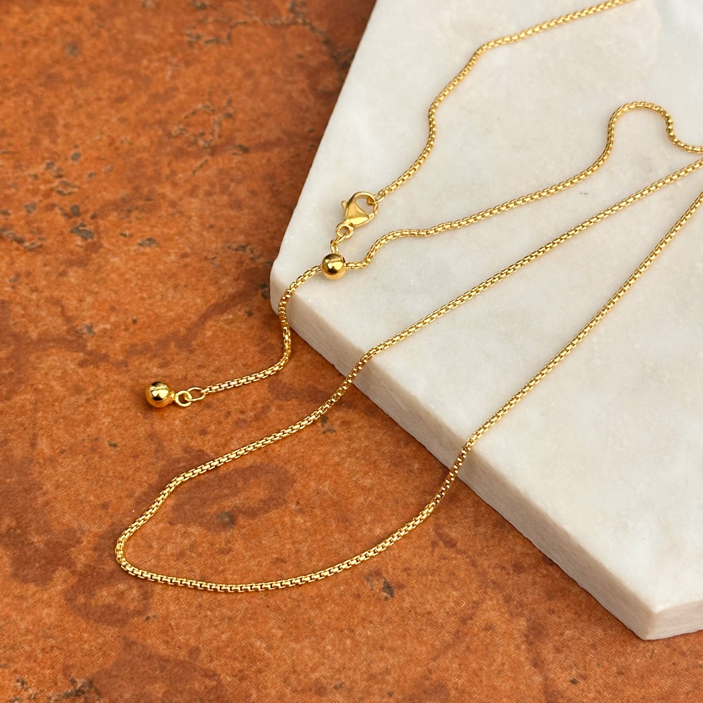 Yellow Gold-Filled 1.2mm Rounded Box Chain Necklace Adjustable 22'' - LSJ