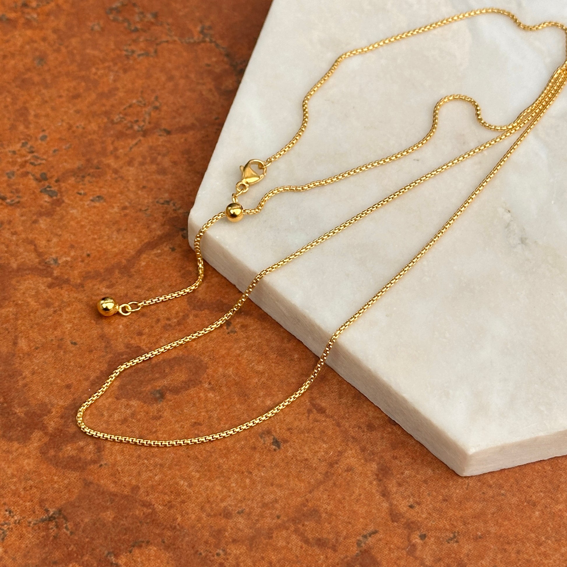 Yellow Gold-Filled 1.2mm Rounded Box Chain Necklace Adjustable 22'' - LSJ