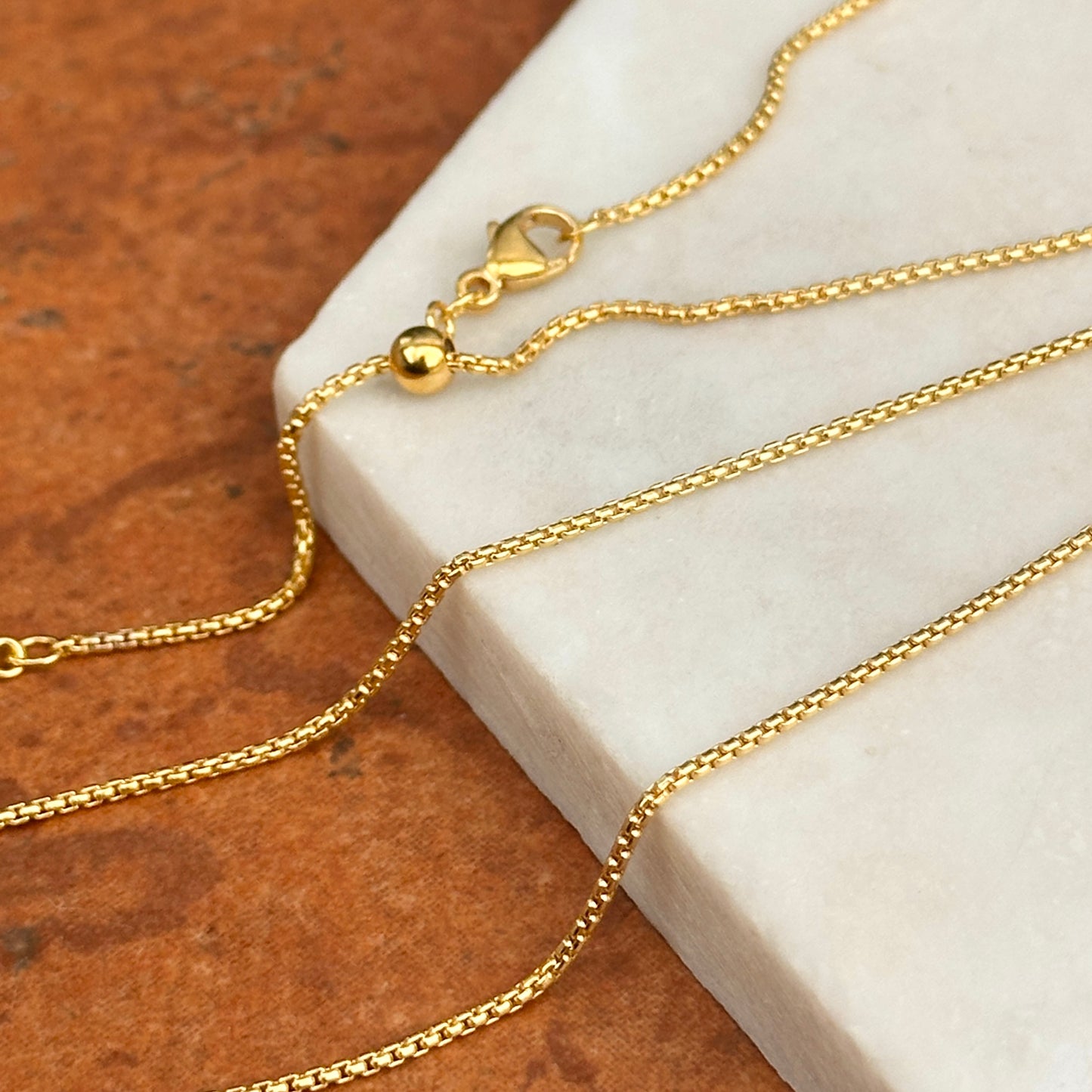 Yellow Gold-Filled 1.2mm Rounded Box Chain Necklace Adjustable 22'' - LSJ