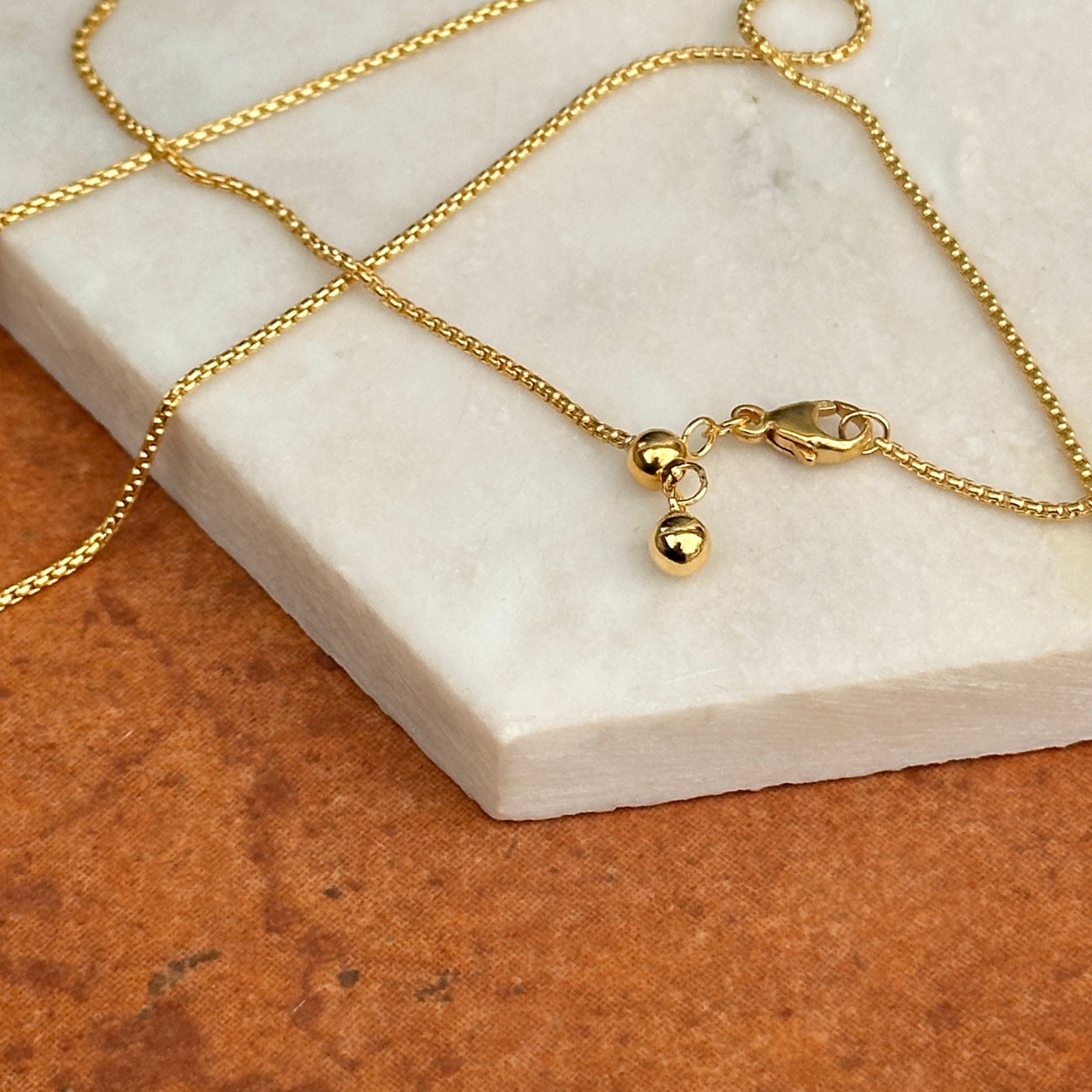 Yellow Gold-Filled 1.2mm Rounded Box Chain Necklace Adjustable 22'' - LSJ