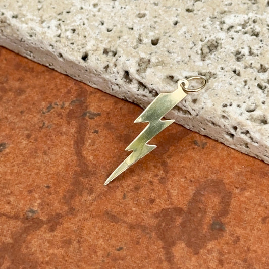 14KT Yellow Gold Flat Lightening Bolt Pendant Charm