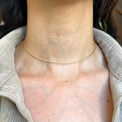 14KT Yellow Gold Cable Twist Wire Choker Necklace 14