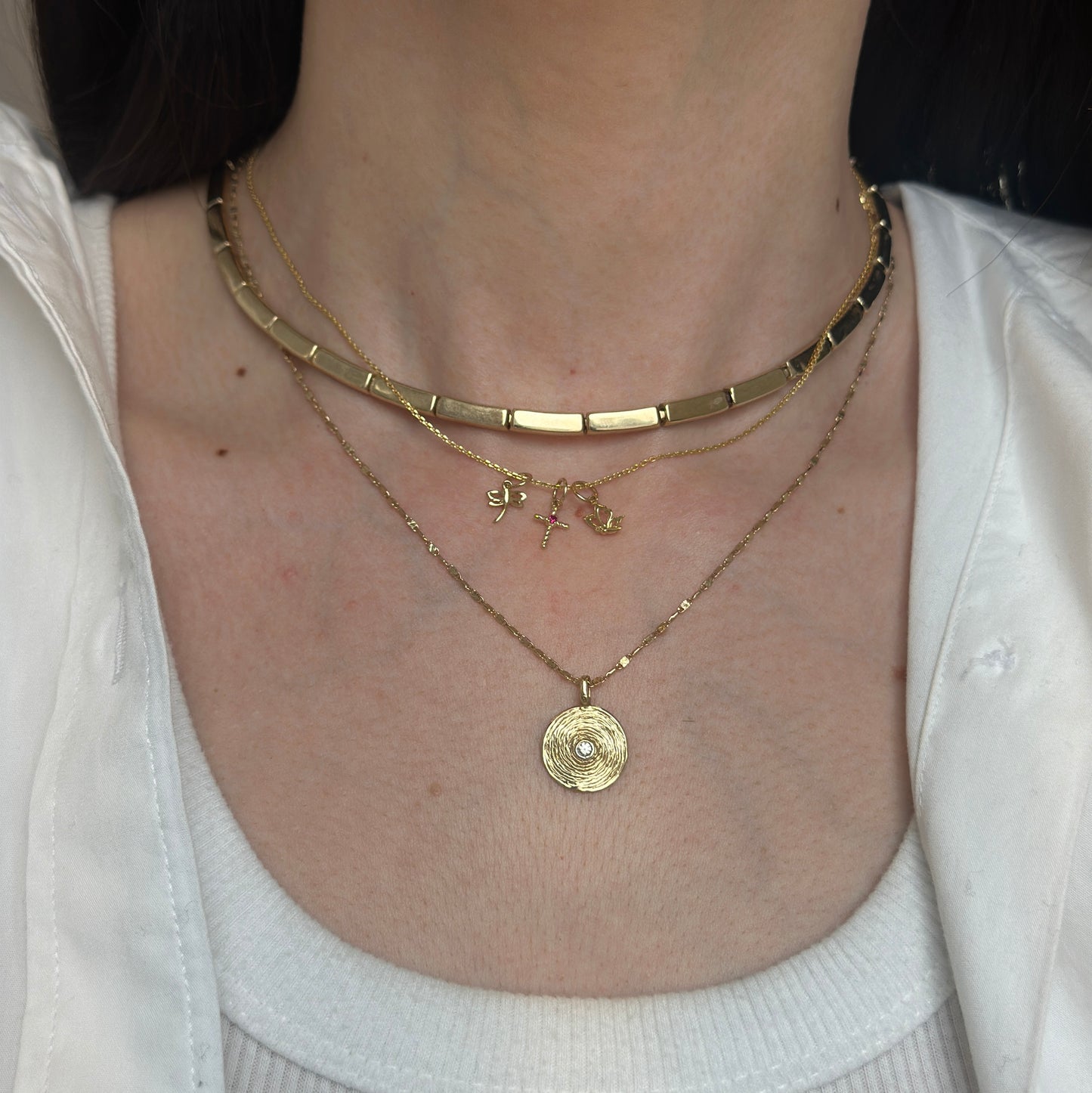 14KT Yellow Gold Mini Dragonfly Pendant Charm