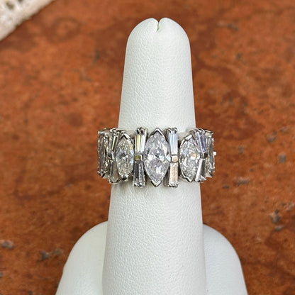 Estate Platinum 6 CT Marquise + Baguette Diamond Eternity Band Ring