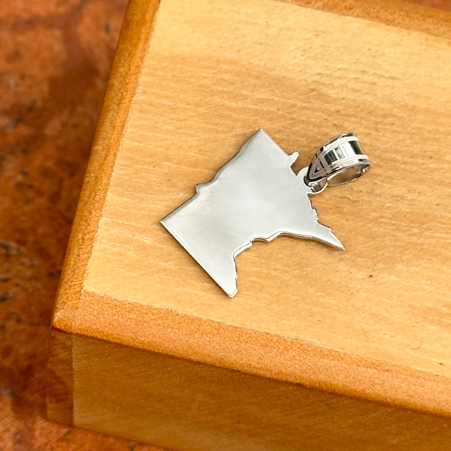 Sterling Silver Rhodium Plated Minnesota State Pendant Charm - LSJ