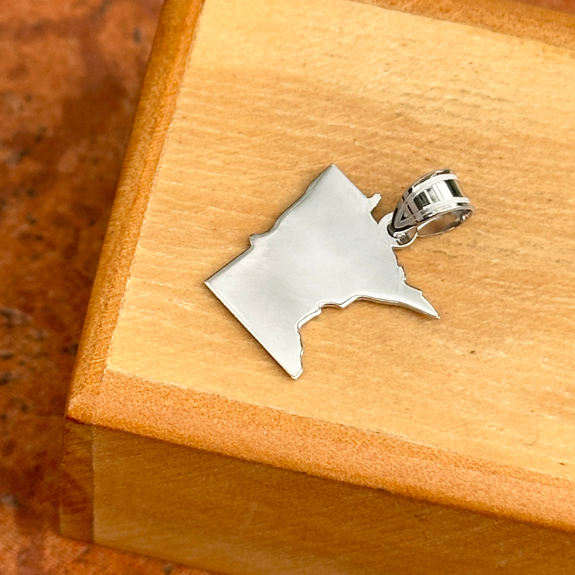 Sterling Silver Rhodium Plated Minnesota State Pendant Charm - LSJ