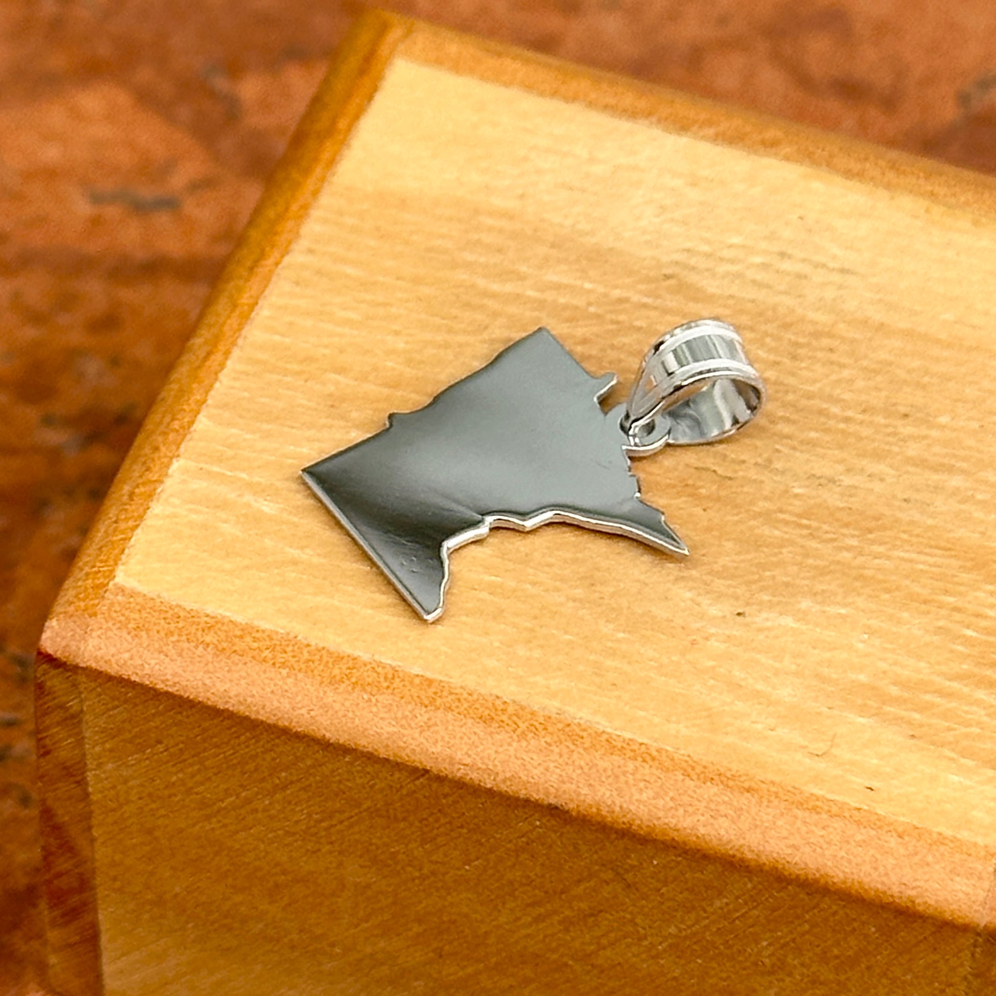 Sterling Silver Rhodium Plated Minnesota State Pendant Charm - LSJ