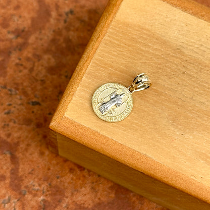 10KT Yellow + White Gold Round St.Benito Medal Pendant Charm - LSJ