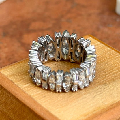 Estate Platinum 6 CT Marquise + Baguette Diamond Eternity Band Ring