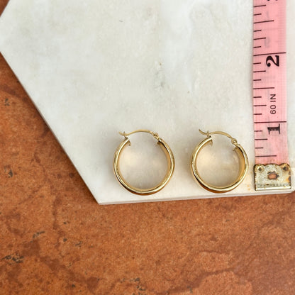 Estate 14KT Yellow Gold Chunky Round Hoop Earrings Mismatch Pair - LSJ