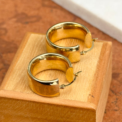 Estate 14KT Yellow Gold Chunky Round Hoop Earrings Mismatch Pair - LSJ