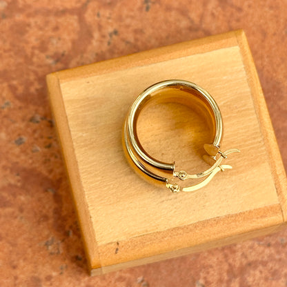 Estate 14KT Yellow Gold Chunky Round Hoop Earrings Mismatch Pair - LSJ
