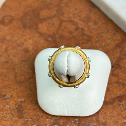 Estate 18KT Yellow Gold Bezel Diamond Textured Matte Band Ring