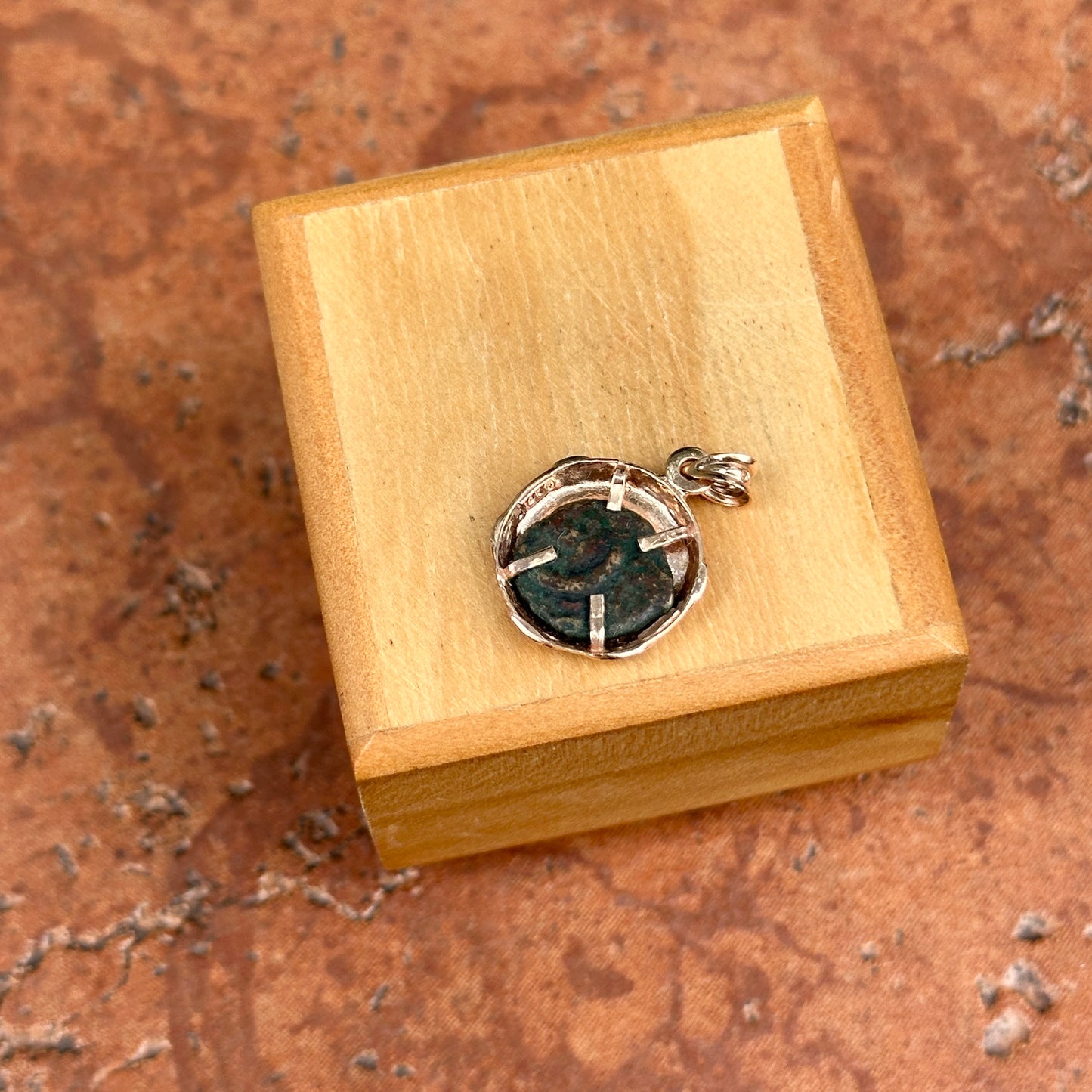 Estate 14K Rose Gold Bezeled Replica Roman Coin Pendant