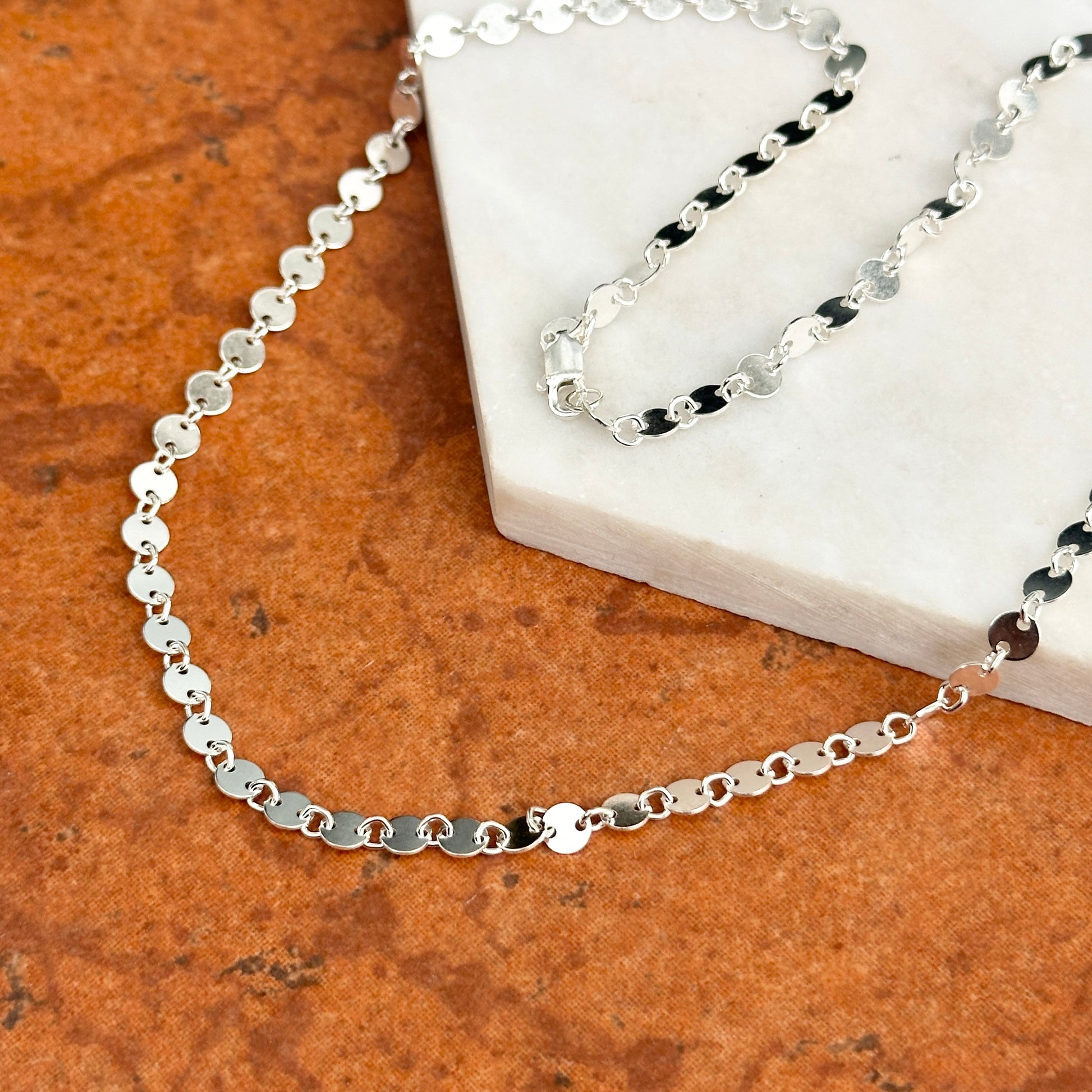 Sterling Silver 4mm Round Circle Chain Necklace 18" - LSJ