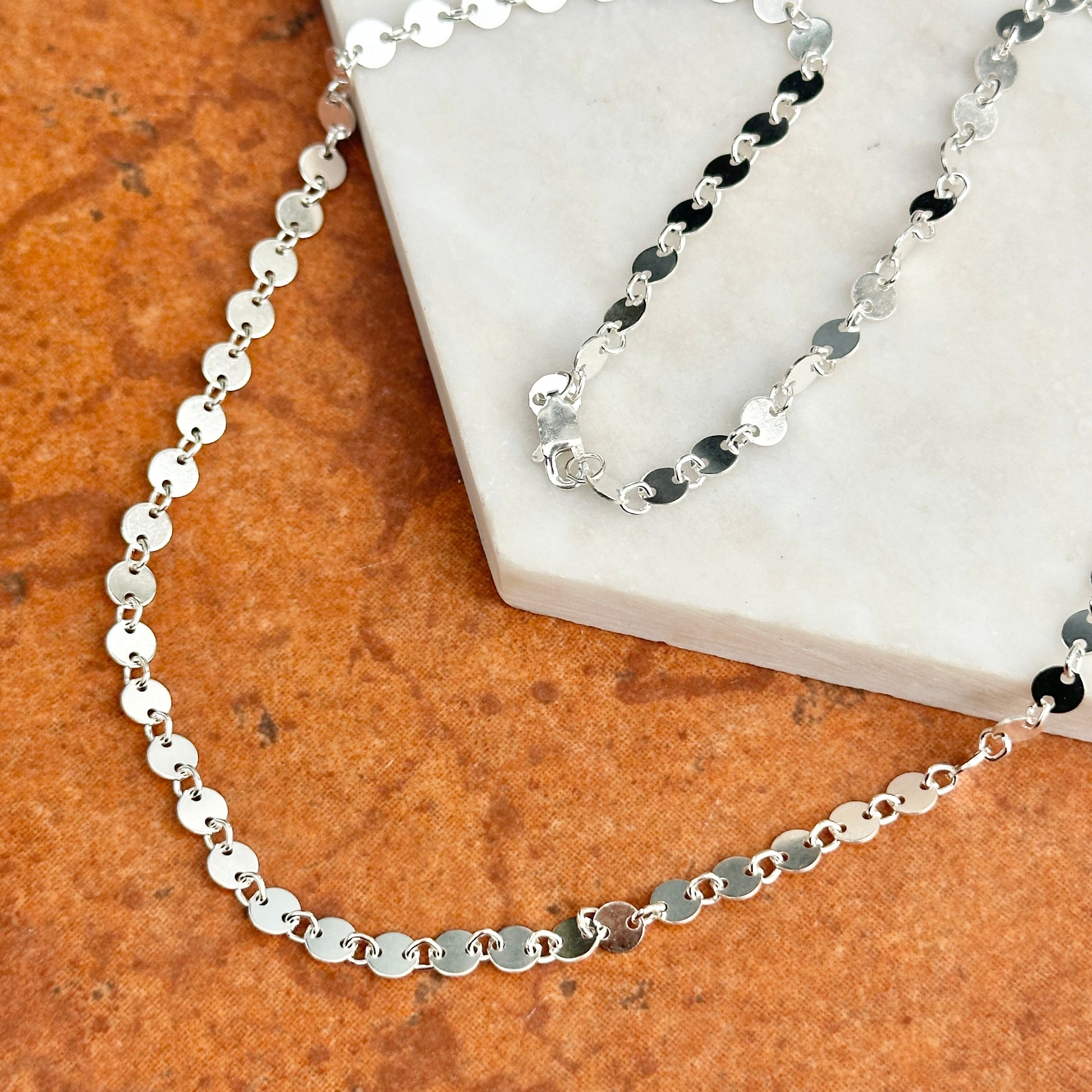 Sterling Silver 4mm Round Circle Chain Necklace 18" - LSJ