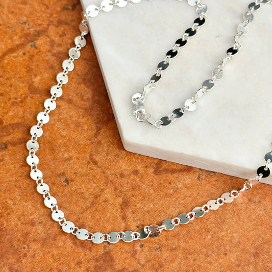 Sterling Silver 4mm Round Circle Chain Necklace 18"
