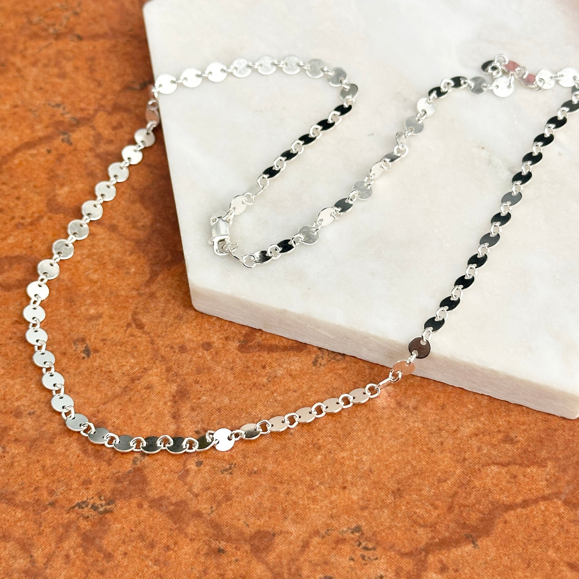 Sterling Silver 4mm Round Circle Chain Necklace 18" - LSJ