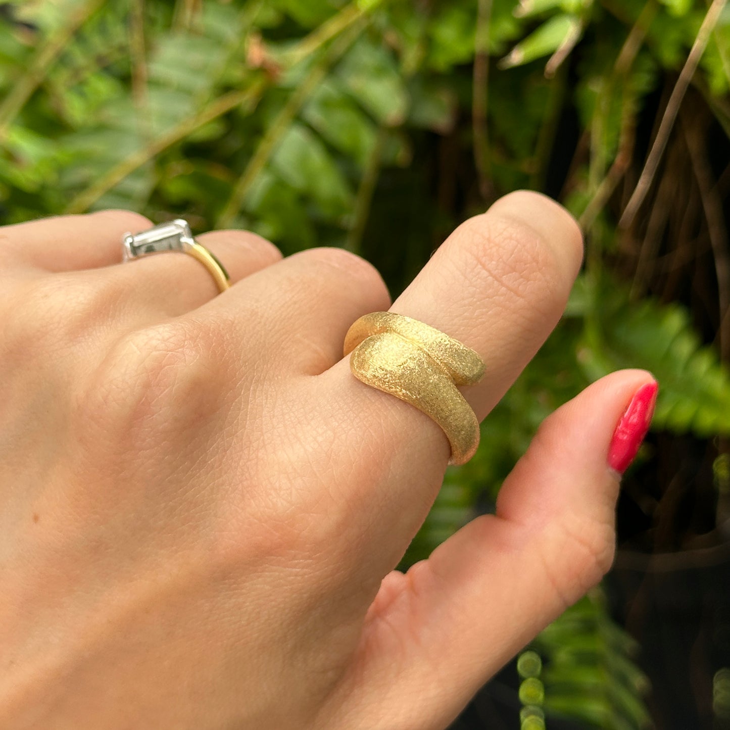 Sterling Silver Gold-Tone Satin Ring Size 9