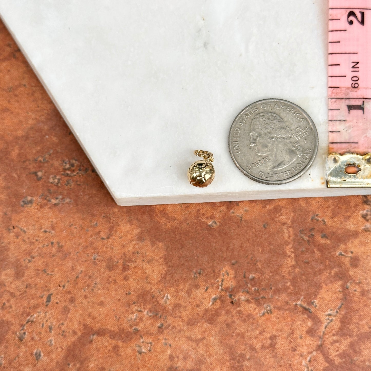 14KT Yellow Gold 3D Soccer Ball Pendant Charm