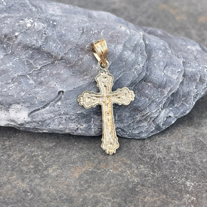 10KT Yellow Gold 2D Crucifix Cross Pendant Charm