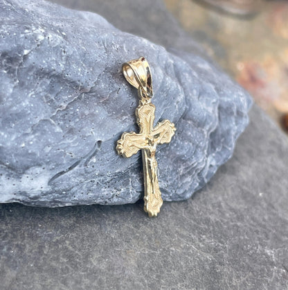 10KT Yellow Gold 2D Crucifix Cross Pendant Charm