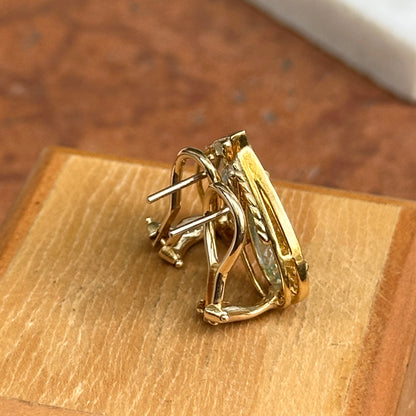 Estate 18KT Yellow Gold Pear Aquamarine + Diamond Halo Earrings