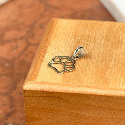 14KT Yellow Gold Outline Dog Paw Print Charm Pendant - LSJ