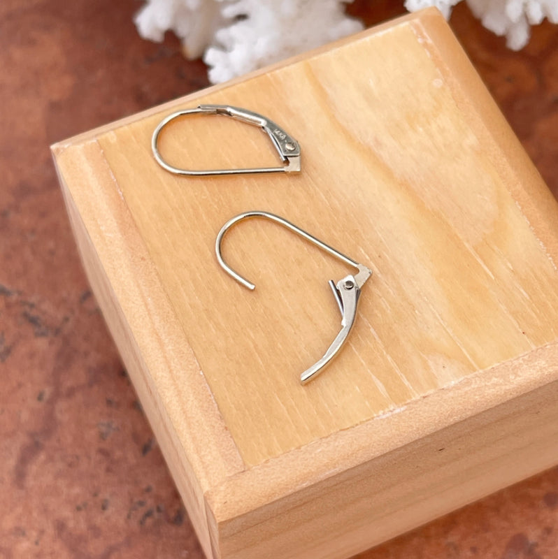 14KT White Gold Lever Back Earrings 14mm