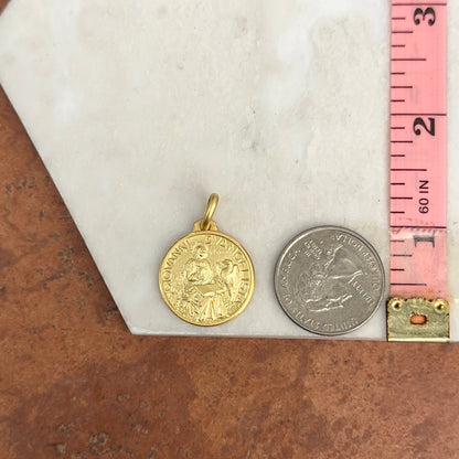 14KT Yellow Gold St John the Baptist Matte Medal Pendant Charm 21mm