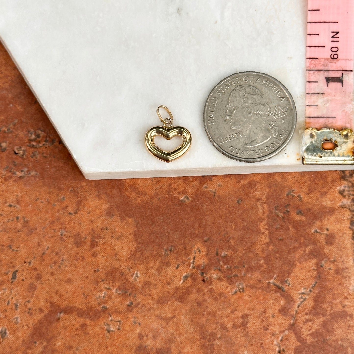 14KT Yellow Gold Cut Out Puffed Heart Pendant Charm