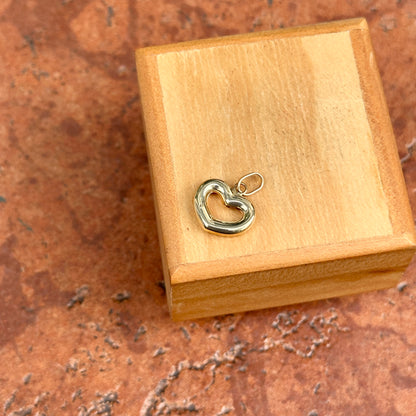 14KT Yellow Gold Cut Out Puffed Heart Pendant Charm