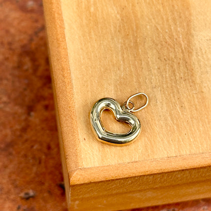 14KT Yellow Gold Cut Out Puffed Heart Pendant Charm