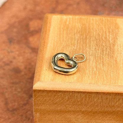 14KT Yellow Gold Cut Out Puffed Heart Pendant Charm