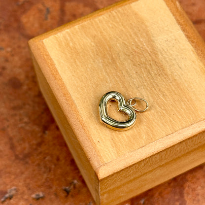 14KT Yellow Gold Cut Out Puffed Heart Pendant Charm