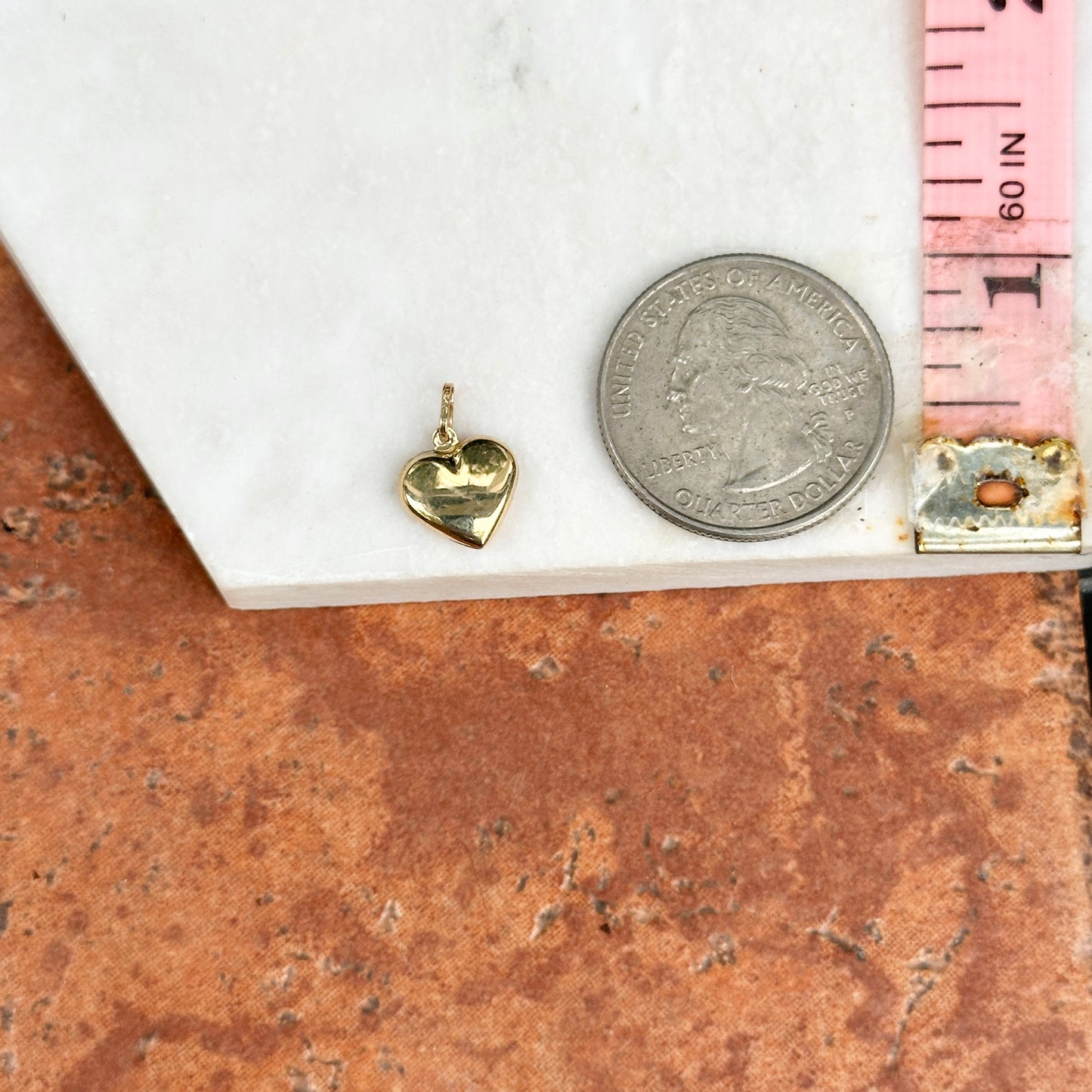 14KT Yellow Gold Polished Puffed Heart Pendant Charm