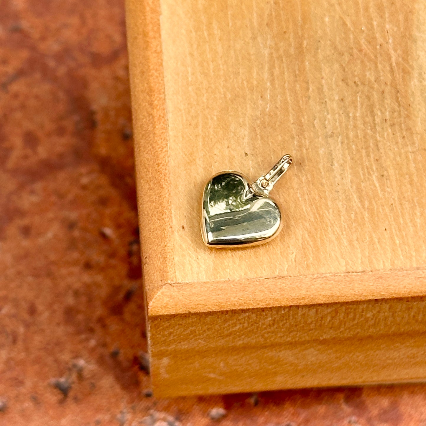 14KT Yellow Gold Polished Puffed Heart Pendant Charm