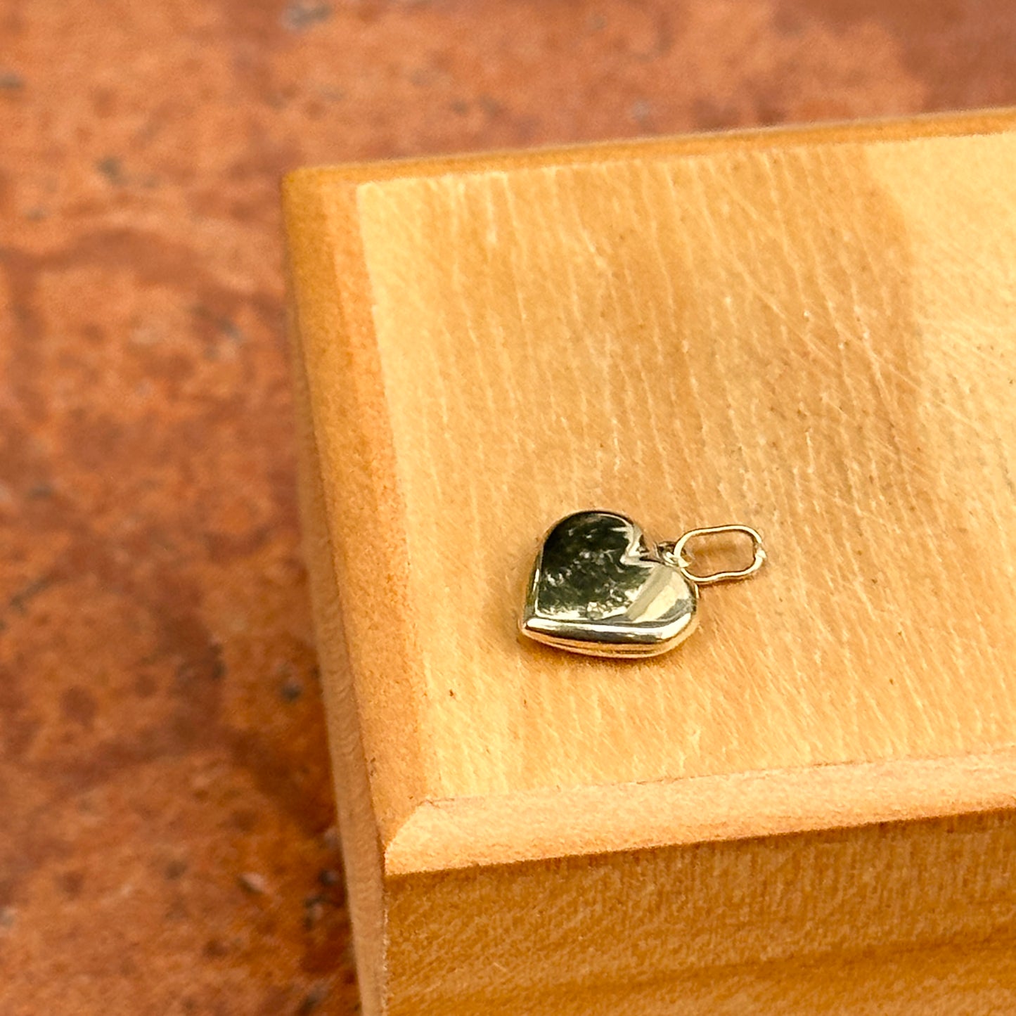 14KT Yellow Gold Polished Puffed Heart Pendant Charm