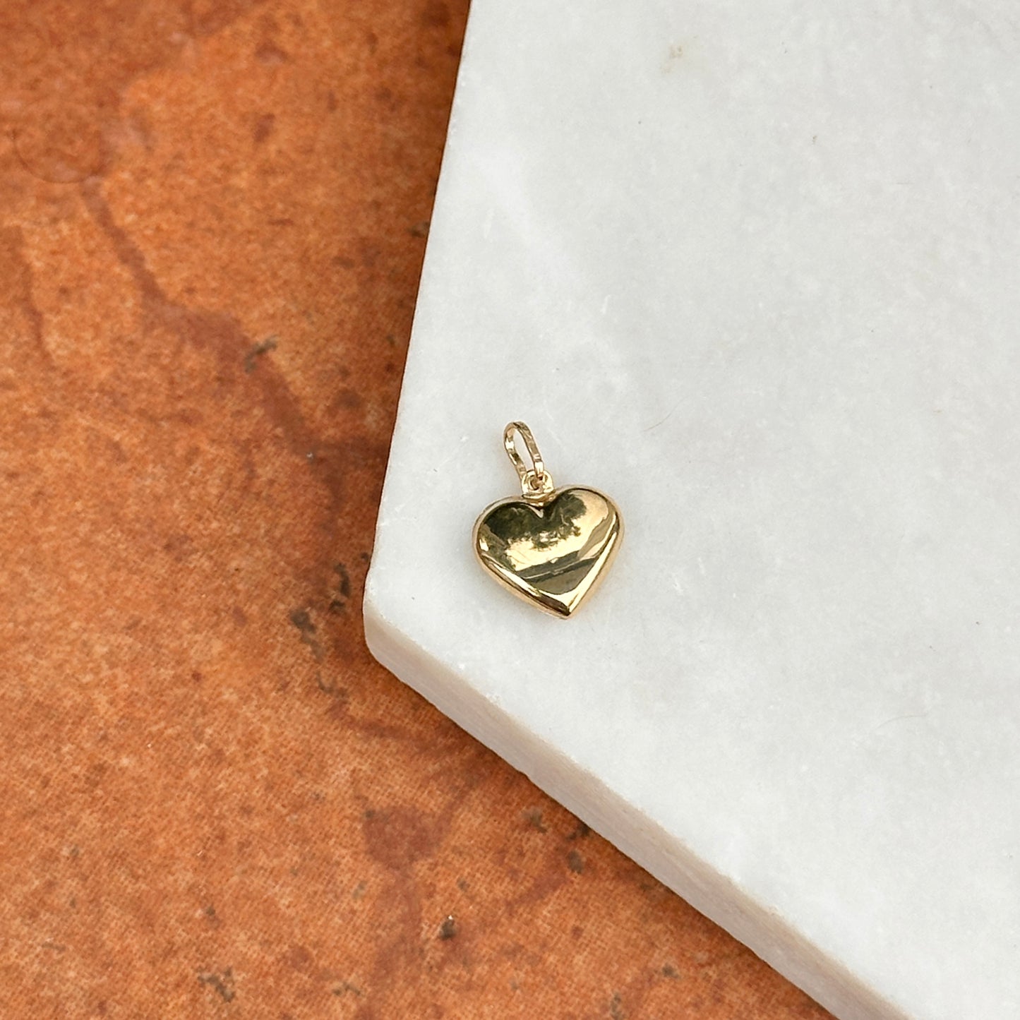 14KT Yellow Gold Polished Puffed Heart Pendant Charm