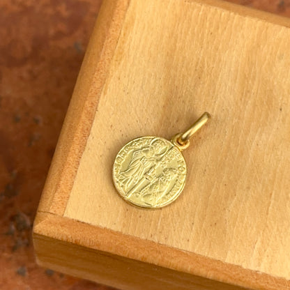 14KT Yellow Gold Italian Zecchino Coin Matte Medal Pendant Charm 12mm