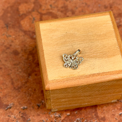 14KT Yellow Gold Mini Filigree Butterfly Pendant Charm