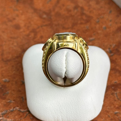 Estate Judith Ripka 18KT Yellow Gold Pearl Intaglio + Diamond Ring