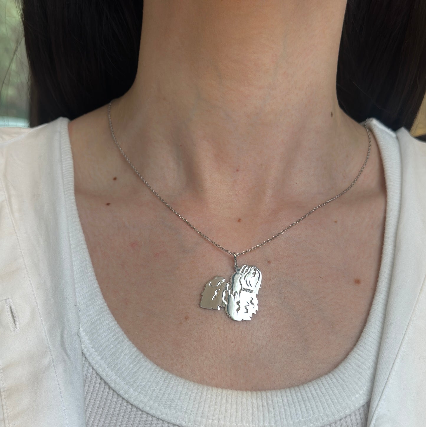 Sterling Silver Havanese Dog Flat Pendant Necklace