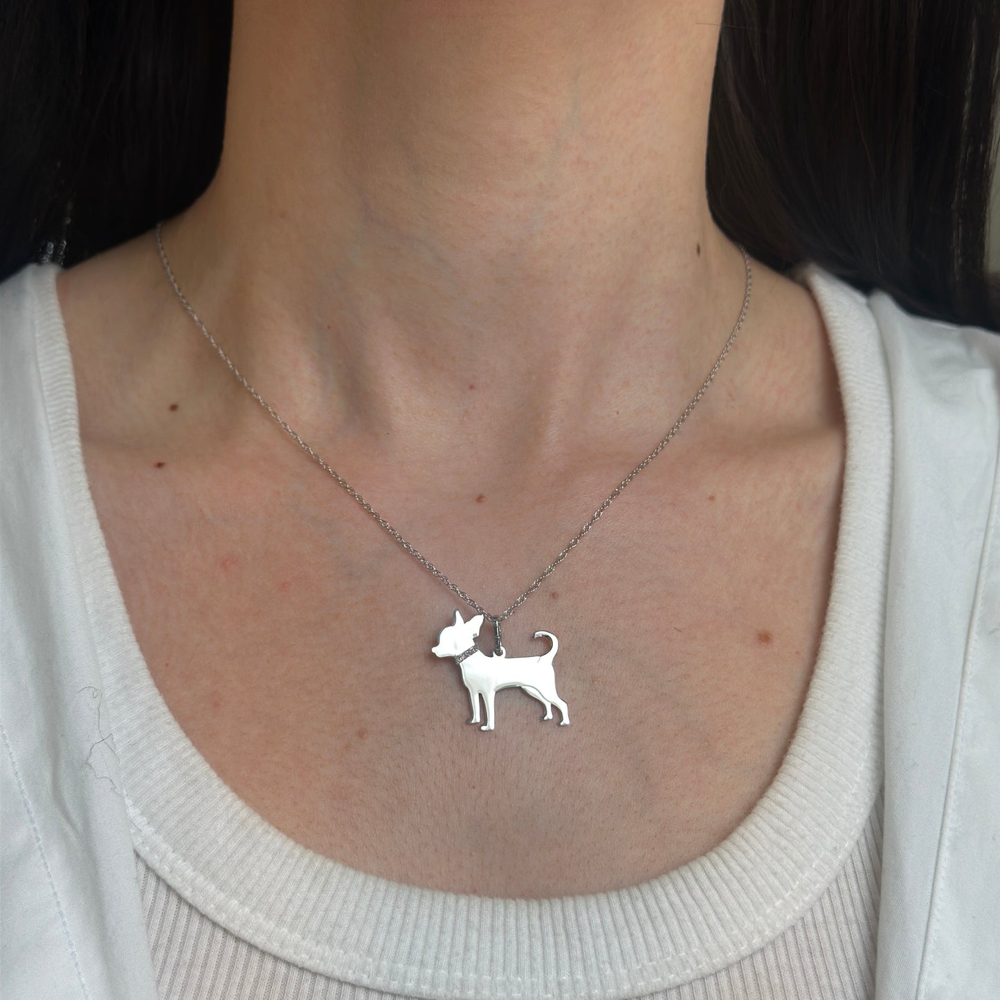 Sterling Silver Chihuahua Dog Pendant Necklace